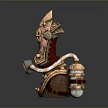 Steampunk Mechanical Weapon with Gear Details Metallic Components and Ornate Design