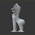 White Stone Lion Sculpture With Intricate Carvings And Pedestal Base