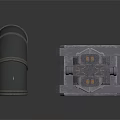 Industrial Mechanical Equipment With Black Curved Pipe And Gray Structural Components