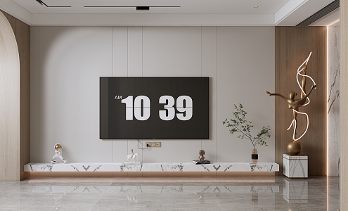 Modern TV background wall 3d model