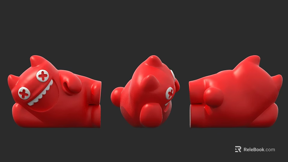 Red Plush Toy Doll With Three Different Angles And Cute Design 3d model