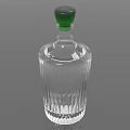 Elegant Clear Crystal Glass Bottle With Green Cap And Vertical Ribbed Design