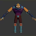 3D Game Movie Character With Purple Vest Brown Pants Blue Boots And Orange Accents