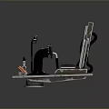 Metal Frame Driving Seat Setup With Steering Wheel Pedals And Mechanical Components On Platform
