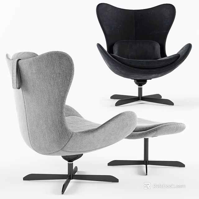 Modern Office Chair Design With Gray And Black Velvet Upholstery Swivel Base 3d model 