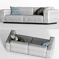 Stylish Gray Two Seater Sofa With Patterned And Solid Plush Cushions And Modern Design 3d model