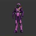 Shiny Purple And Pink Robot Mech Suit With Helmet Armor In Standing Pose