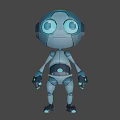 Cute 3D Blue Robot Character From Game And Movie With Big Eyes