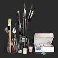 Professional Art Painting Tools With Canvas Brushes Palette And Paint Tubes