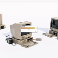 Vintage Retro Desktop Computers With Monitor Keyboard Mouse And Classic Design