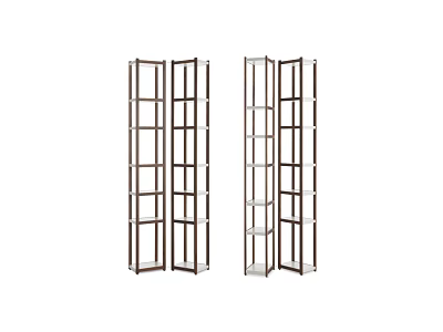 Modern Open Design Bookcase With Multiple Shelves And Metal Frame Structure 3d model