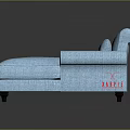 Light Blue Upholstered Chaise Lounge with Modern Design Comfortable Armrests and Pillow