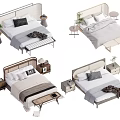 Modern Double Bed Designs With Bedside Tables Pillows And Decorative Plants