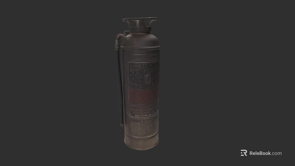 Vintage Metal Fire Extinguisher With Handle And Safety Label Design 3d model 