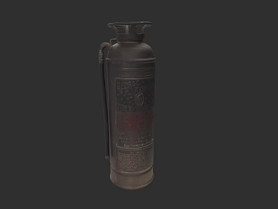 Vintage Metal Fire Extinguisher With Handle And Safety Label Design 3d model