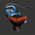 3D Fantasy Character Design With Blue Skin Red Headdress And Decorative Outfit