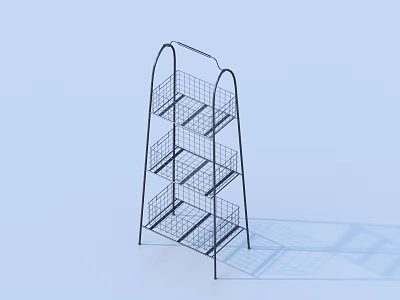 Three Tier Metal Storage Baskets Stand for Home Organizing and Space Saving 3d model