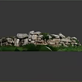 Natural Stone Circular Ring With Lush Green Grass and Mossy Greenery