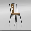 Leisure Chair With Black Metal Frame Wooden Backrest Light Brown Padded Seat And Cutout Detail