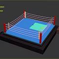 Boxing Ring With Blue Mat White Ropes Red Corner Posts And Steps 3d model