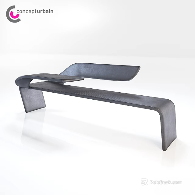 Modern Ground Bench With Sleek Metallic Curved Structure And Minimalist Design 3d model 