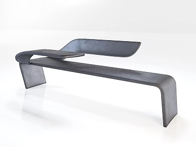 Modern Ground Bench With Sleek Metallic Curved Structure And Minimalist Design 3d model
