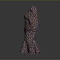 Square Neckline Puffed Sleeves Dress With Flared Hem And Colorful Floral Print