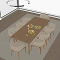 Outdoor Wooden Table with Rattan Chairs and Fruit Bowls for Garden Patio Use
