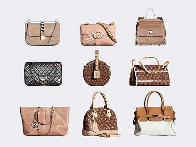 Stylish Handbags Assortment With Various Styles Colors Shapes And Leather Details 3d model