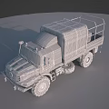 Green Military Truck With Camouflage Cargo Cover And Off Road Tires