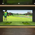 Indoor Golf Simulator Interior With Large Screen Golf Course View And Hitting Mats 3d model