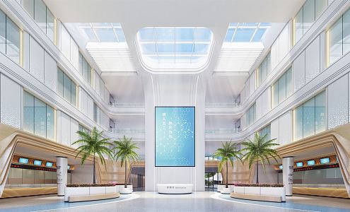 modern hospital hall outpatient hall 3d model