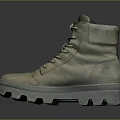 Durable Khaki High Top Lace Up Boots With Thick Non Slip Sole For Daily Wear