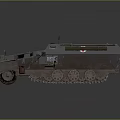 Gray Half Track Military Ambulance Vehicle With Red Cross Markings