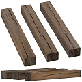Three Solid Wooden Pillars With Natural Wood Grain And Cracks For Decorative Use