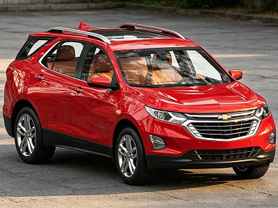 Red Chevrolet SUV With Roof Rack And Brown Interior On Outdoor Road 3d model