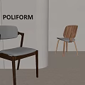 Stylish POLIFORM Leisure Chairs Featuring Wooden Frame White Backrest and Gray Cushion in Minimalist Interior