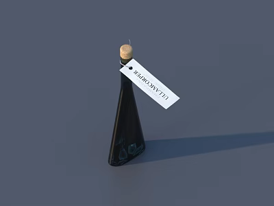 Public Kitchen Olive Oil Bottle With Label And Cork Stopper 3d model