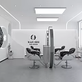 Modern Beauty Hair Salon Interior With White Circular Wall Decor Staircase And Plant
