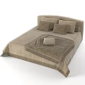 Double Bed with Linen Bedding Multiple Pillows and Fringe Decorative Blanket
