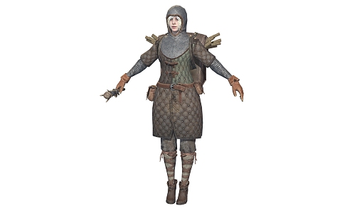 Modern game character female warrior 3d model