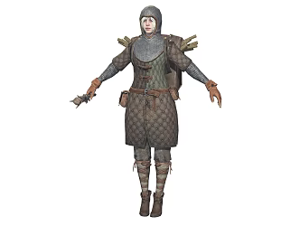 Modern game character female warrior 3d model