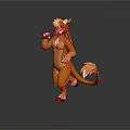 3D Lion Character Model With Yellow Mane Brown Body White Paws And Tail