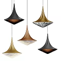 Modern Conical Pendant Lights With Black Gold Copper Metallic Finishes For Interior Design
