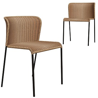 Rattan Single Chair Leisure Chair Restaurant 3d model