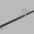 Modern Cable Stayed Bridge Structure With Tower And Roadway Design 3d model