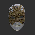 Game Movie Character Wearing Gold Ornate Mask With Intricate Patterns And Shiny Details