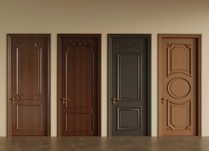 French Middle Style Single Door 3d model