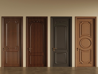 French Middle Style Single Door 3d model