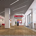 Modern Bank Lobby Interior With Service Counter Self Service Machines And Waiting Area
